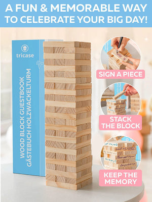 Wedding Guest Book Alternative 75 pcs Wooden Block Guest Book for Sign Rieworkes