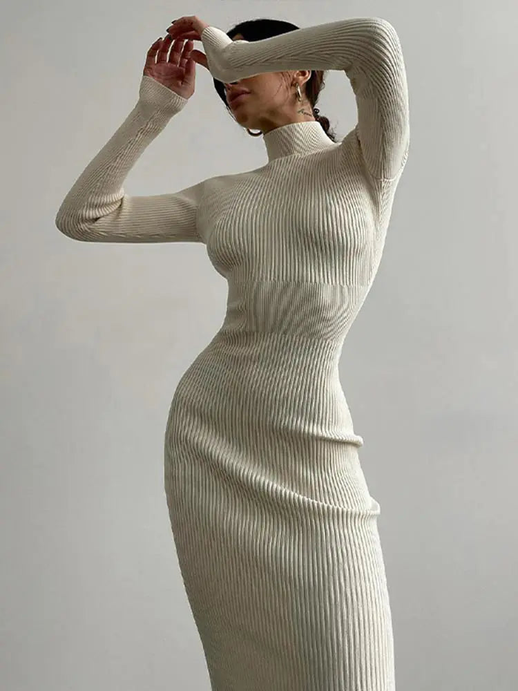 Turtleneck Maxi: Elegant Sweater Dress Rieworkes