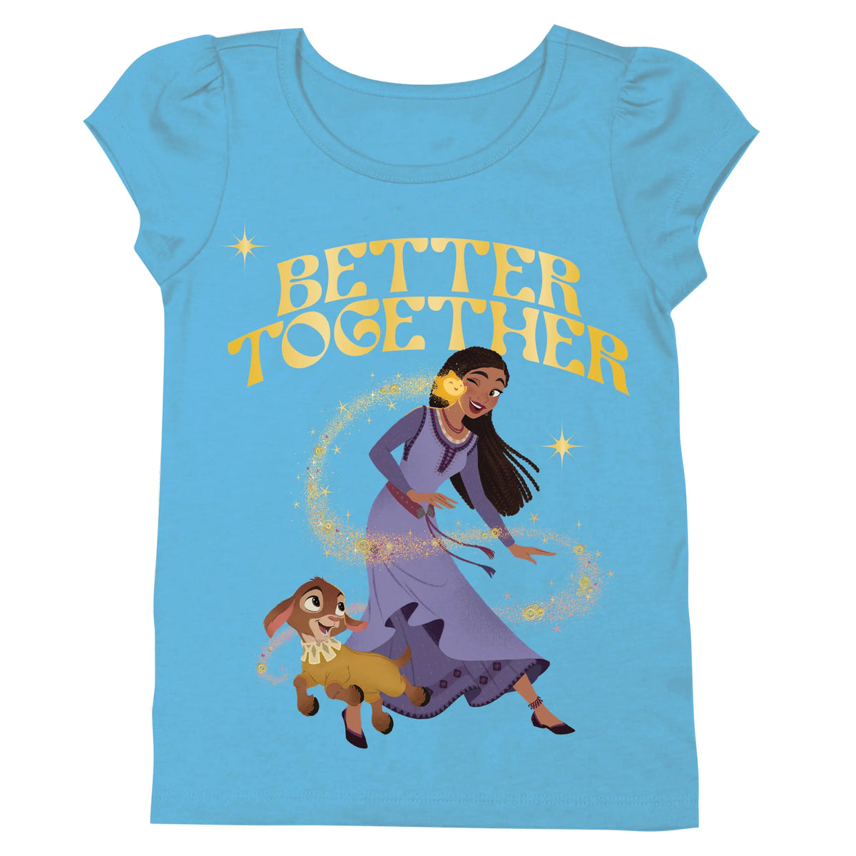 Disney Girls Wish Movie Asha Star & Valentino Short Sleeve T-Shirt-Sizes 2-16 Turquoise Mimarta