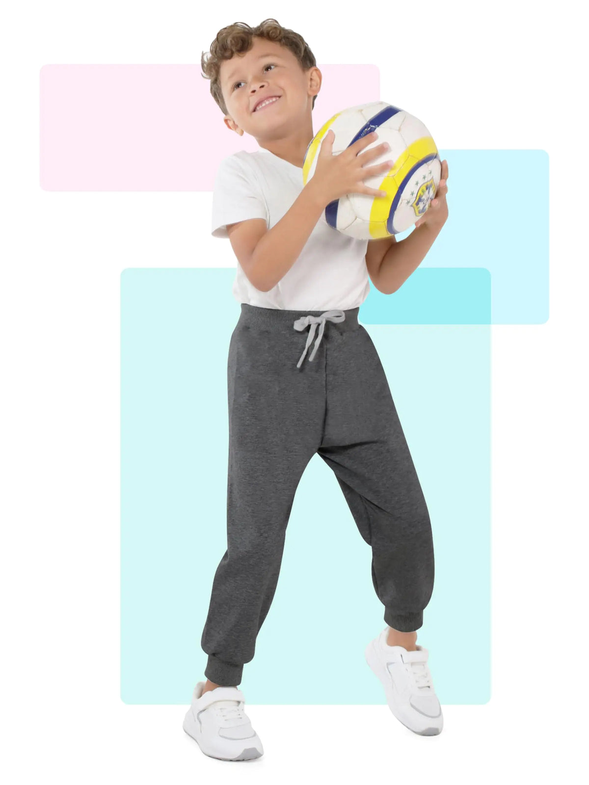 Resinta 4 Pack Toddler and Boys Joggers Sweatpants Kids Pull-On Active Athletic Pants with Drawstring Elastic Waistband 5T Black, Dark Gray, Navy Blue, Burgundy Rieworkes