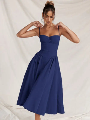 Elegant Spaghetti Strap Midi Rieworkes