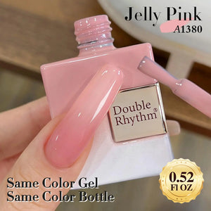 Double Rhythm Translucent Gel Polish Sheer Neutral Natural Light Milky Same Color Same Bottle 15ML Jelly Nail Polish Nail Art DIY at Home (Milky Rose Pink-A1380) Rieworkes