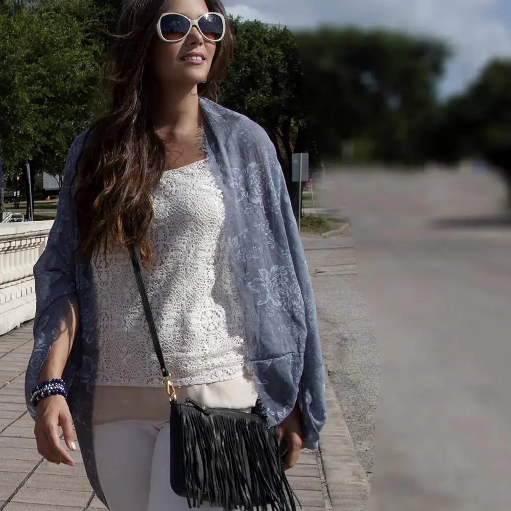 Willow Fringe Leather Handbag -Midnight Black Rieworkes