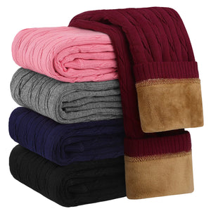 Resinta 1 Pair Toddler Girls Cotton Fleece Lined Leggings Thick Thermal Pants Warm Cable Knit Velvet Tights Burgundy Mimarta