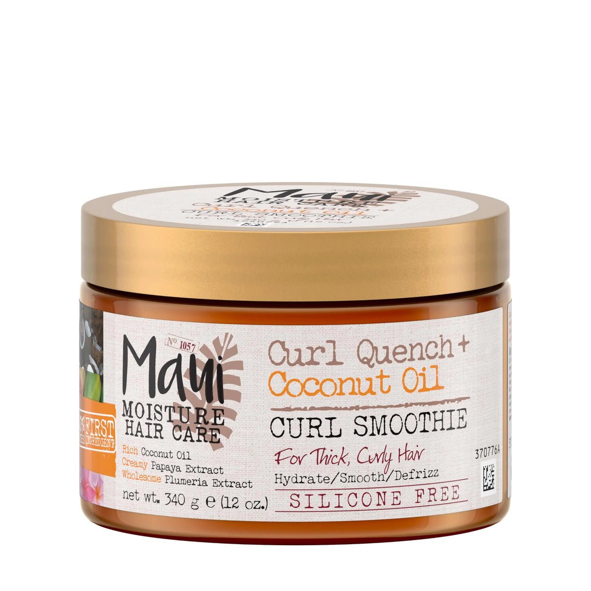 Maui Moisture Curl Quench + Coconut Oil Hydrating Curl Smoothie, Creamy Silicone-Free Styling Cream for Tight Curls, Braids, Twist-Outs & Wash & Go Styles, Vegan & Paraben-Free, 12 Ounce 12 Ounce (Pack of 1) Rieworkes