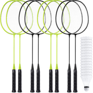 woanger 8 Packs Badminton Rackets Set with 12 Badminton Racquets for Adult and Teenagers Badminton Set for Backyard Gym Beach Outdoor Games(Green Black) Mimarta