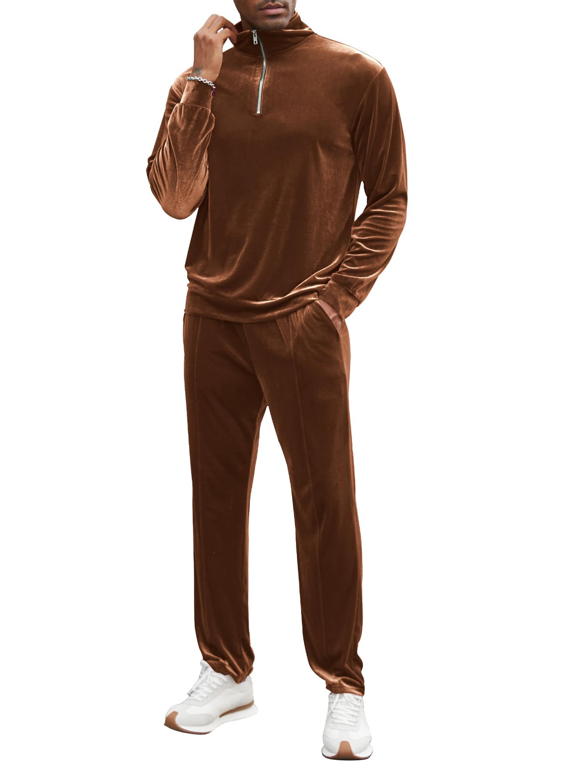 LecGee Men 2 Piece Outfit Tracksuit Quarter Zip Active Sweatsuit Athletic Casual Running Jogging Set Jogger Suit(BRL) Mimarta