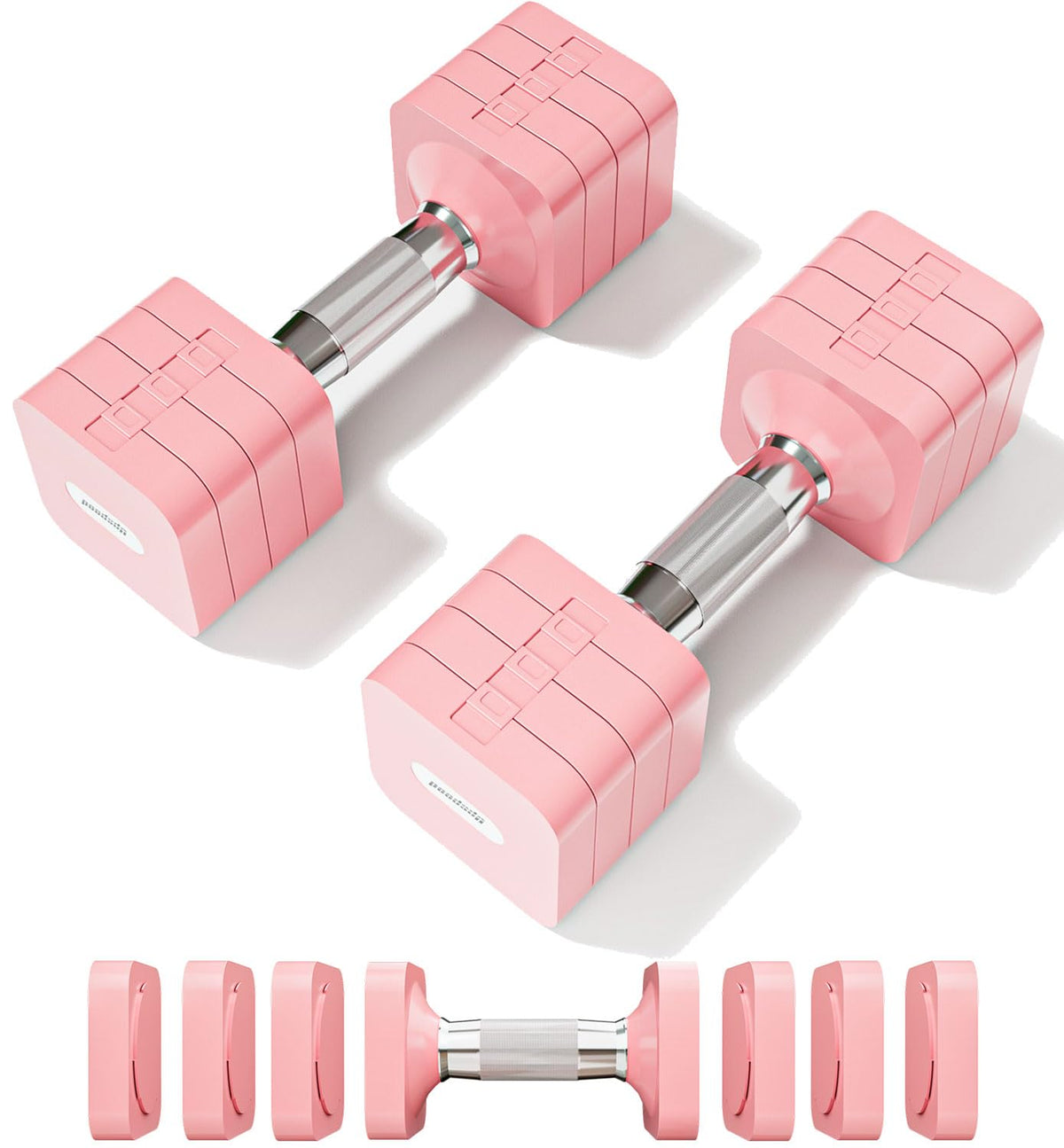 15LBS Adjustable Dumbbell Set 4 in 1 Free Weights Dumbbells Set for Women Men Hand Weights Set Adjust Dumbbell Weight Set for Home Gym Exercise Workout Strength Training Equipments Pink Mimarta