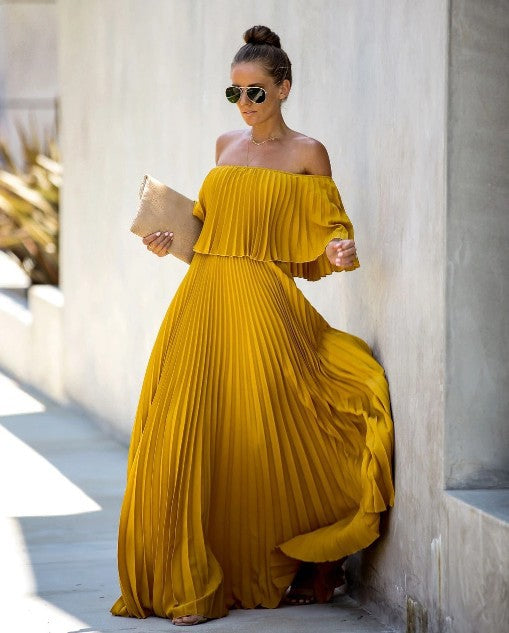 2020 New Sexy Off-Shoulder Chiffon Dress Mimarta