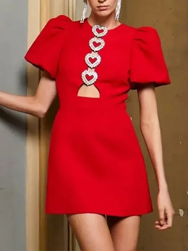 Sexy Cutout Puff Sleeve Fashion Dress Mimarta