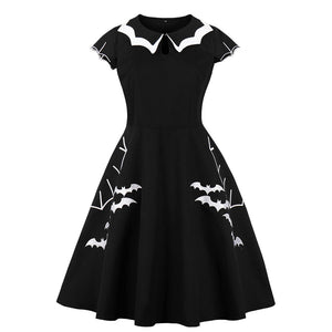 Embroidered Bat Dress for Women - Halloween Party Outfit Mimarta