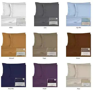 Victoria Embroidered 4 Pc Microfiber 1800 TC Sheets Set Rieworkes