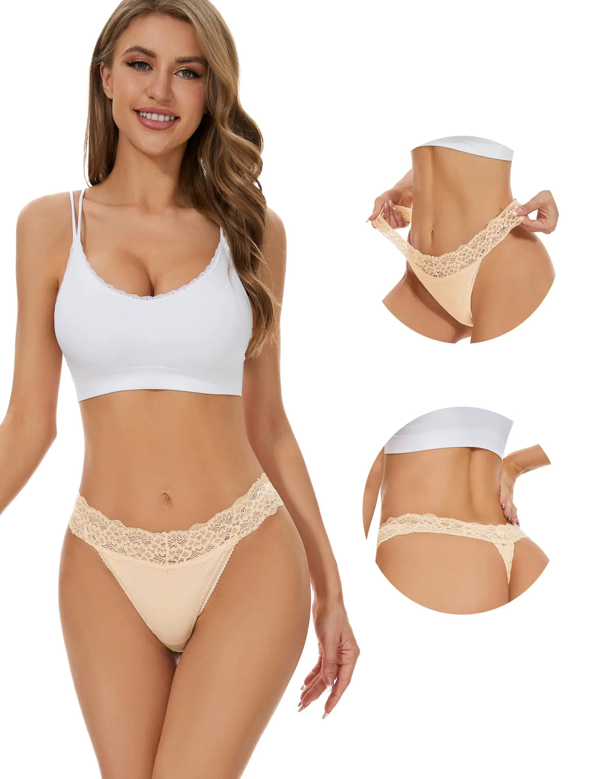 voenxe Seamless Lace Thongs for Women No Show Thong Underwear,Lady Breathable Comfort Panty Soft Laser Cut Undie,Tanga,5-Pack Coffee X-Small Rieworkes