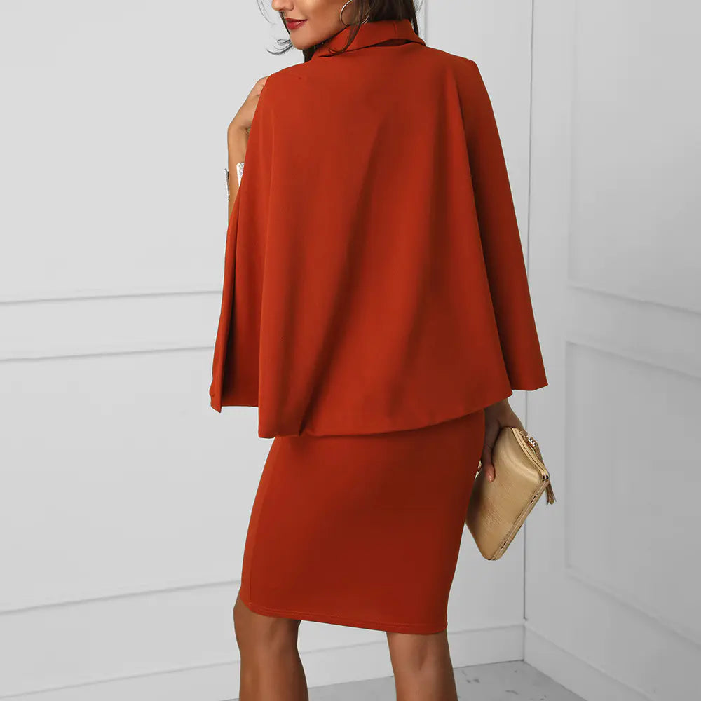 Cloak Dress, Fake Two-Piece Long Dress Mimarta
