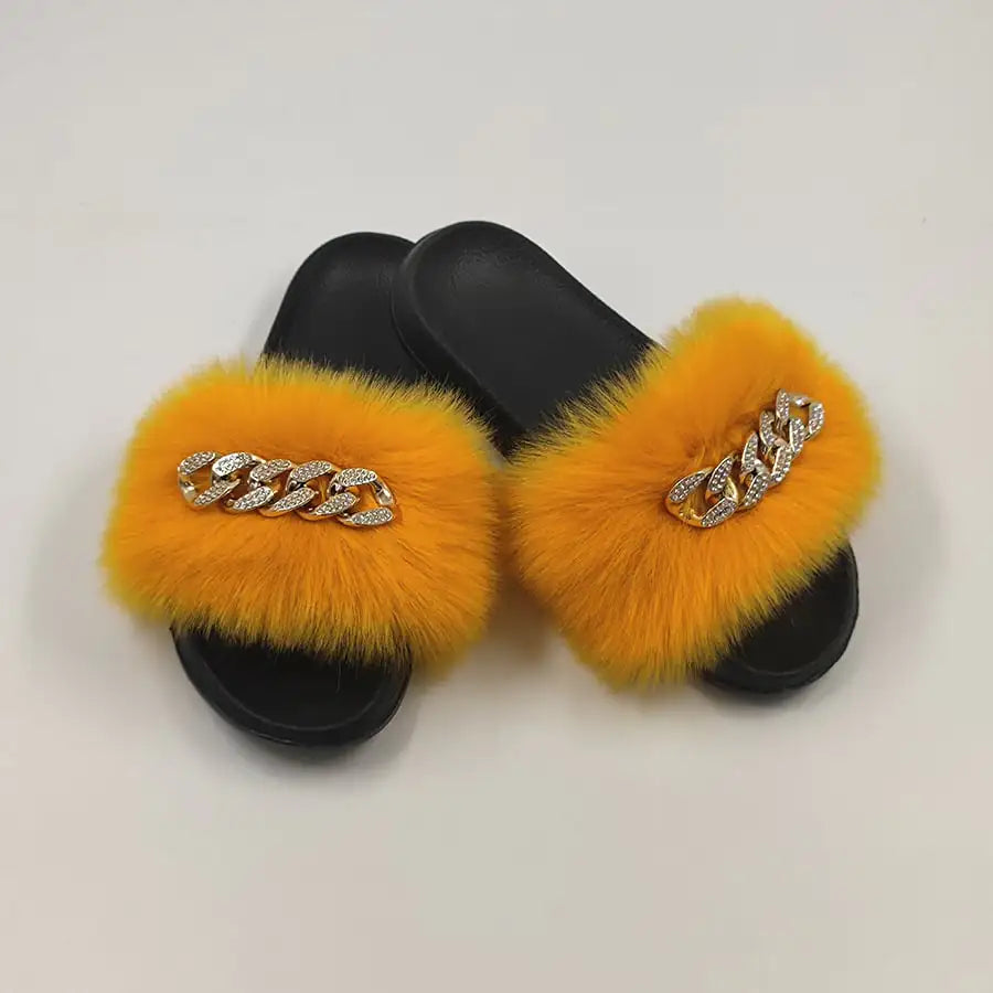 Plush Imitation Fox Fur Flip Flops Fashion Slippers Rieworkes