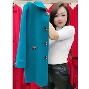 Women's Mid-Length Warm Wool Blend Coat for Fall/Winter Mimarta