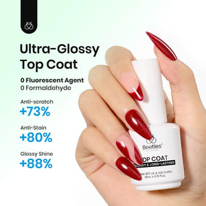 Beetles Gel Base and Top Coat,2 Pcs 15ml Upgrade Super Shiny Gel Top Coat and Base Coat Set,Glossy and Long-Lasting Gel Polish,Soak Off Nail Lamp Foundation Combination Gel Polish Base and Top Coat Rieworkes