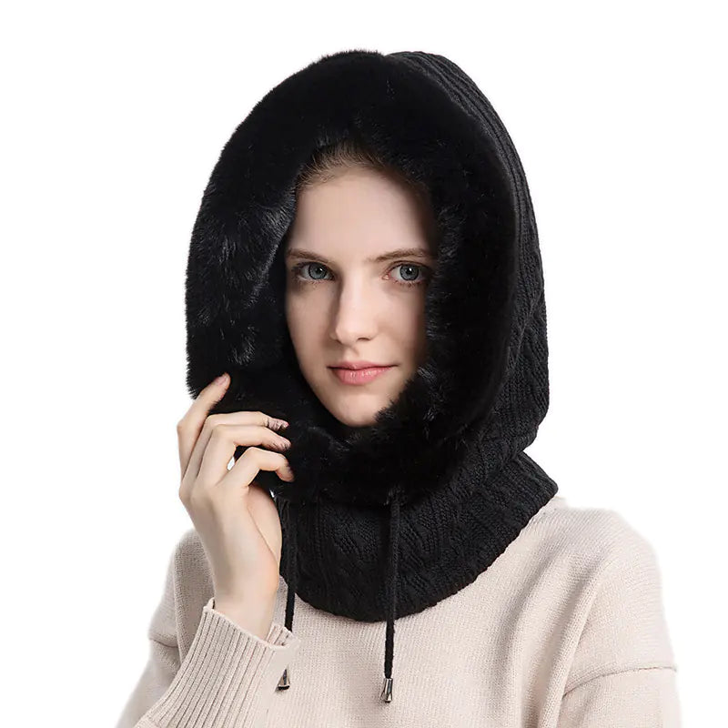 Women's Knitted Cashmere Winter Cap and Mask Set Mimarta