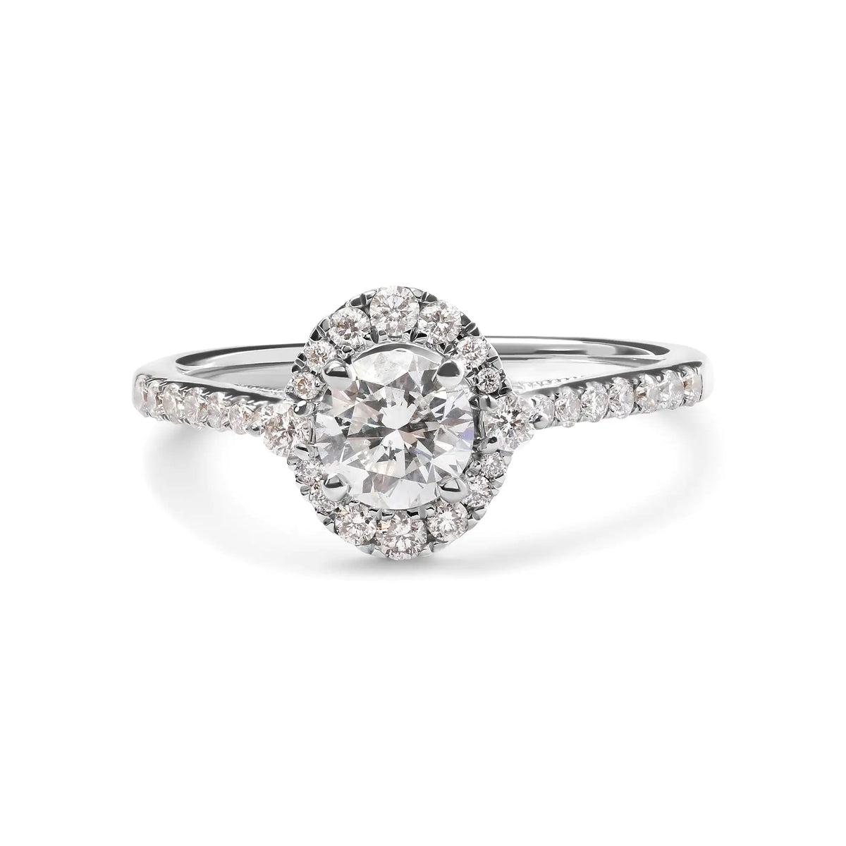 GIA Certified 14k White Gold 4/5 Cttw Diamond Halo Engagement Ring (G-H Color, SI1-SI2 Clarity) Rieworkes