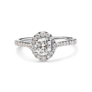 GIA Certified 14k White Gold 4/5 Cttw Diamond Halo Engagement Ring (G-H Color, SI1-SI2 Clarity) Rieworkes