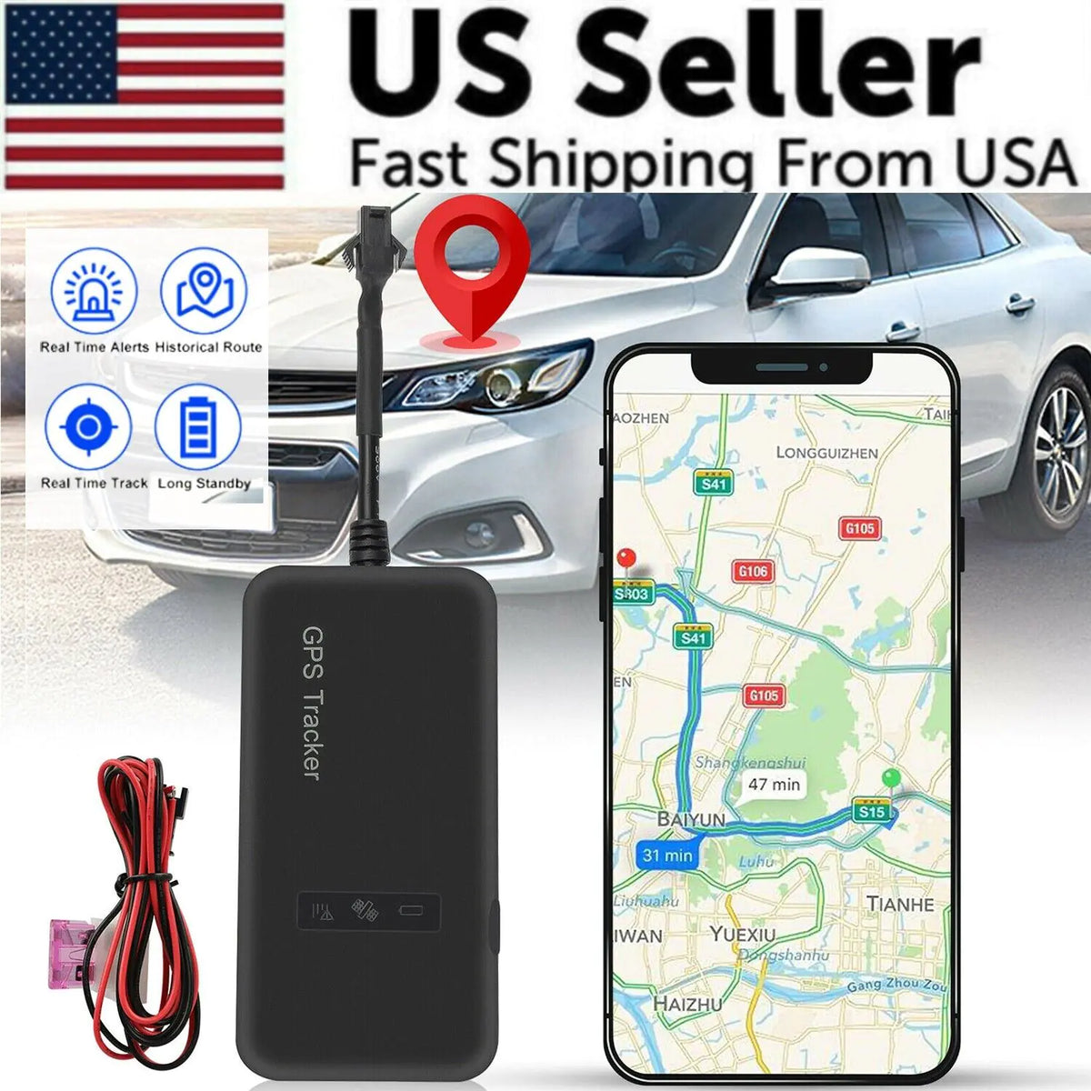 Real Time GPS Tracker Tracking Locator Device GPRS GSM Car/Motorcycle Anti Theft Rieworkes
