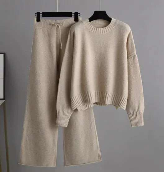 Knitted Wide Leg Pants Set Rieworkes