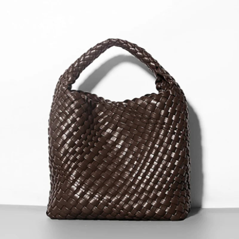 Hand-woven Bucket Soft Leather Bag for Women Rieworkes