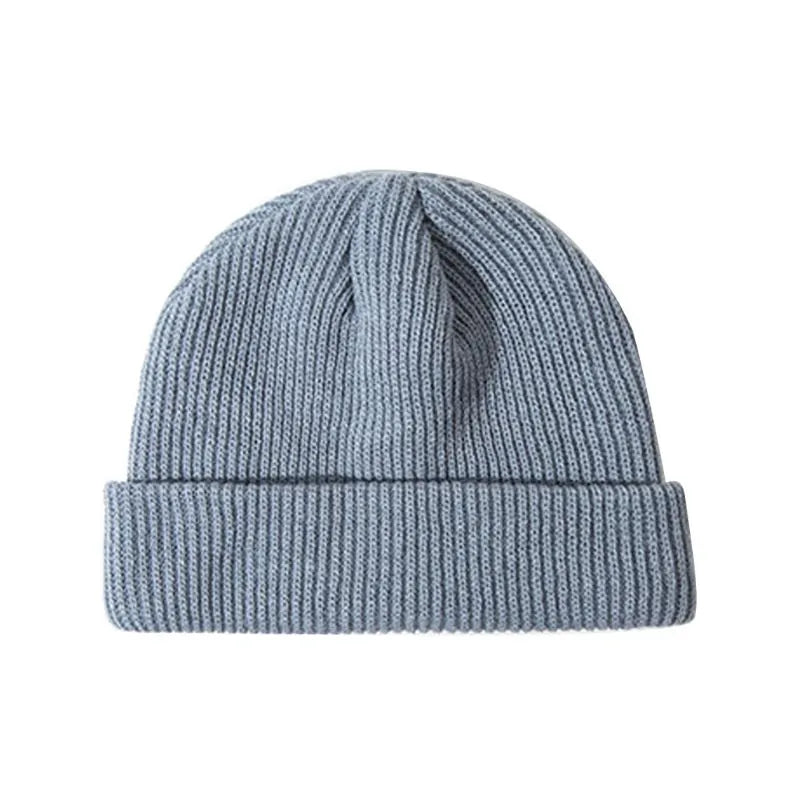 Unisex Winter Ribbed Knitted Cuffed Short Melon Cap Rieworkes