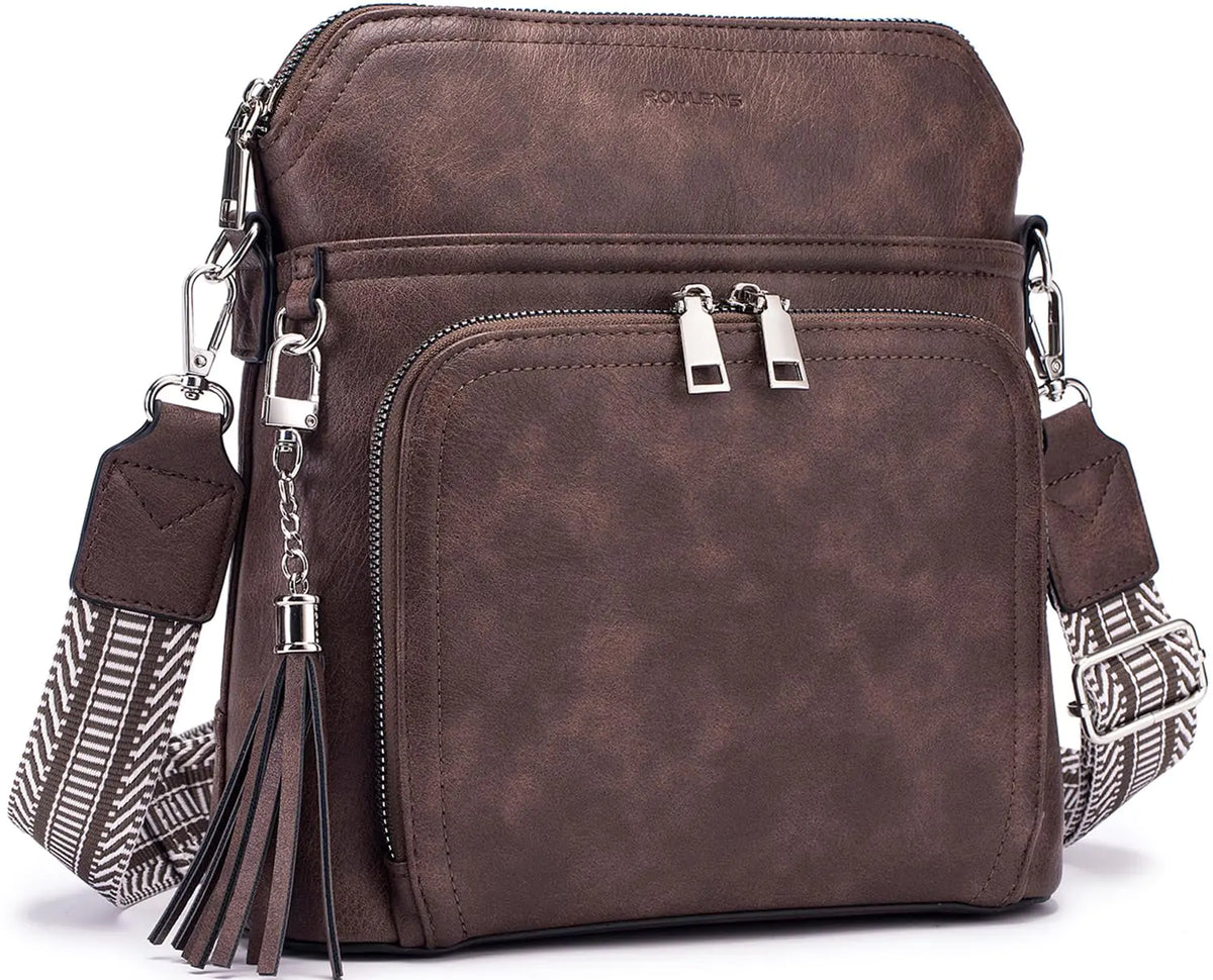 Crossbody Purse for Women,Lightweight Medium Crossbody Bag Soft Leather Women's Shoulder Handbags with Tassel Taupe Rieworkes