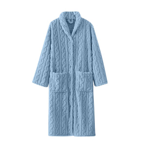 Womens Plush Long Robe Plain Soft Bathrobe Button Down Housecoat Fuzzy Fleece SPA Bath Robe with Pockets Mimarta