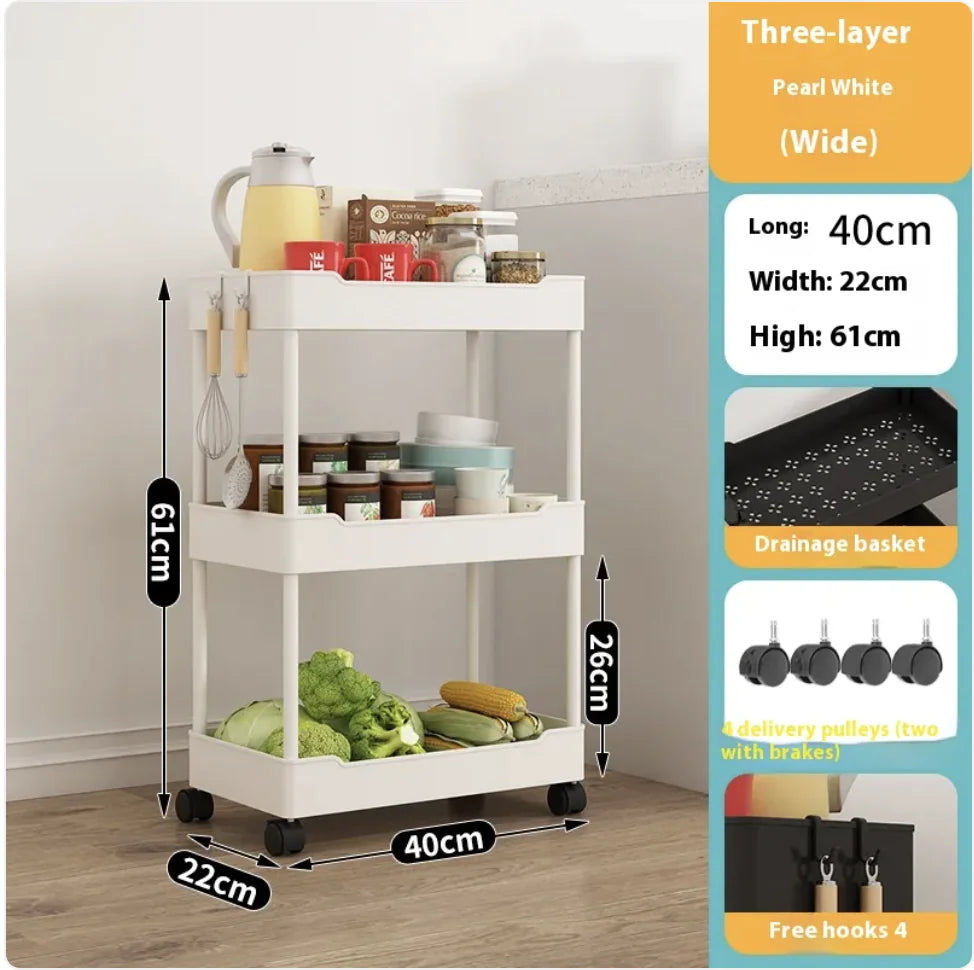 Multi-Tier Kitchen Floor Standing Storage Cart Rieworkes