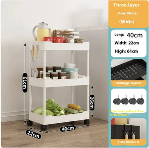 Multi-Tier Kitchen Floor Standing Storage Cart Rieworkes
