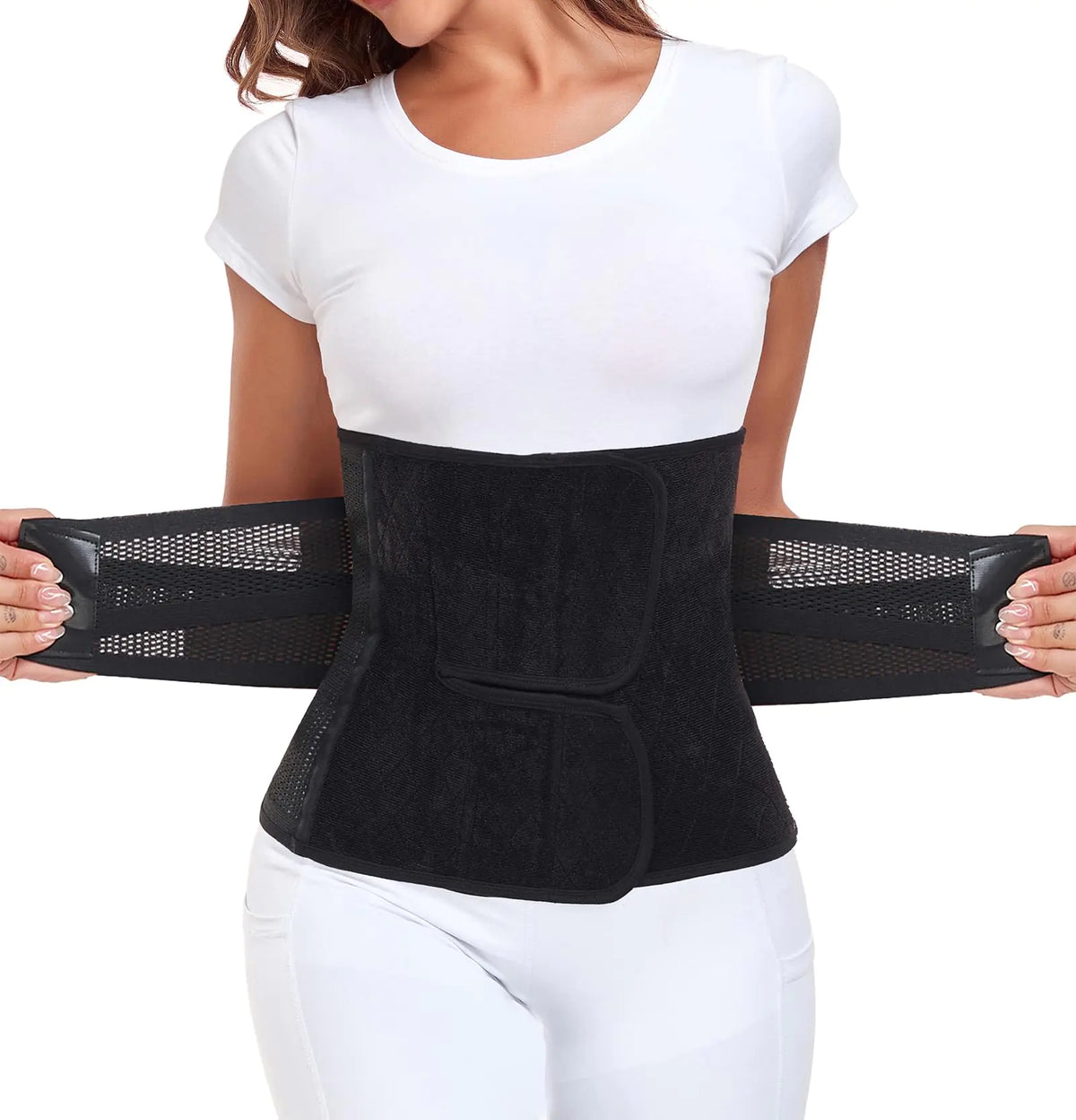 Postpartum Belly Band – Postpartum Belly Wrap, Abdominal Binder Post Surgery C-section Recovery Support Belt After Birth Brace, Slimming Girdles (Midnight Black, L) Midnight Black Rieworkes