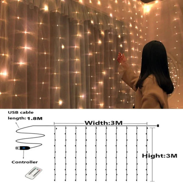 Curtain String Light Ball Santa Claus Rieworkes
