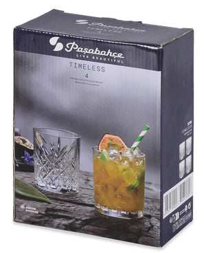 Paşabahçe 52790 Timeless 4 Pieces Whiskey and Water Glasses, 345 cc Rieworkes