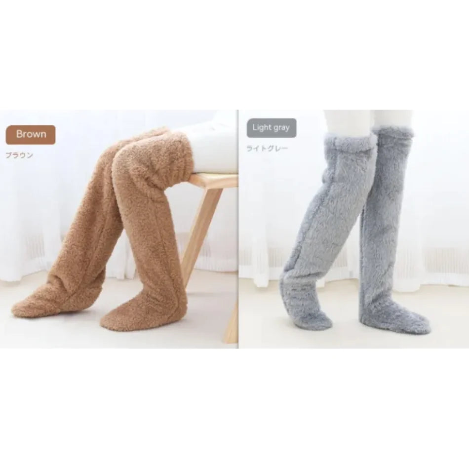 Fuzzy Over Knee High Winter Warm Socks Rieworkes