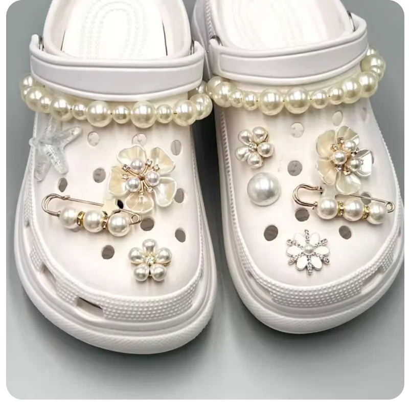 Pearl Chain Shoe Charms for Crocs and Sandals - Elegant DIY Decorations for Women Rieworkes