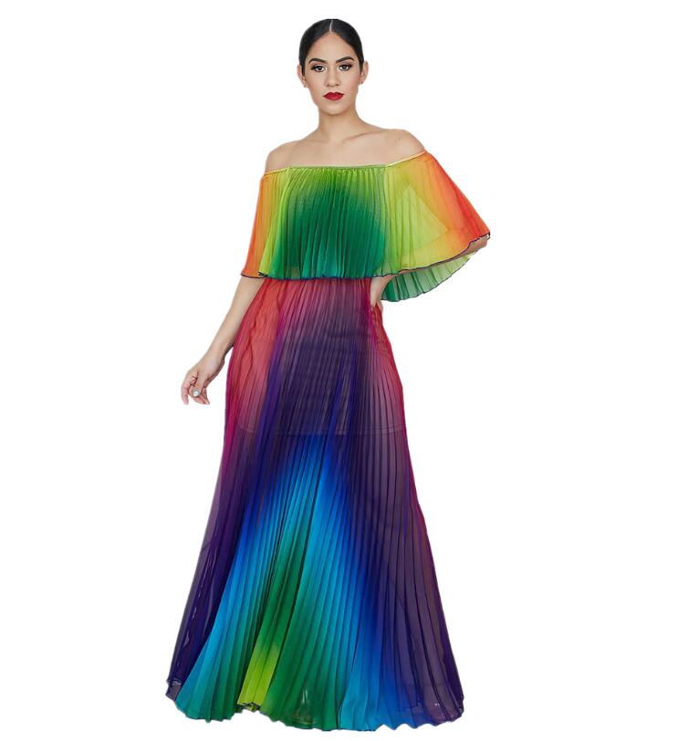 Gradient Pleated Sexy Dress Mimarta