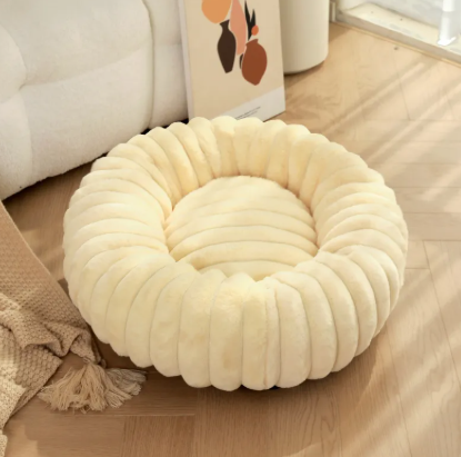 High Weight Pet Nest Straight Rabbit Plush Mat Round Long Hair Cat Nest Warm Winter Dog Bed Kennel Mimarta
