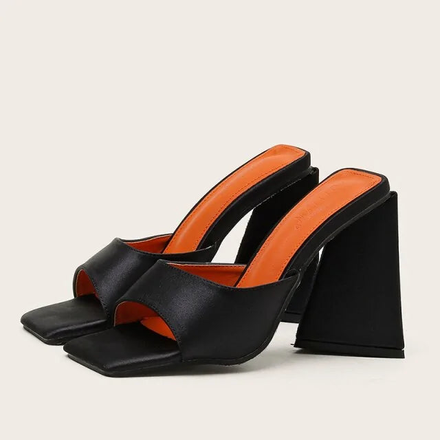 Slides Mules Summer Silk Thick Block Heels Rieworkes