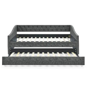 The Full-size Sofa Bed Features A Double-sized Upholstered Tufted Sofa Bed On Wheels Unavailable Platforms- Temu Rieworkes