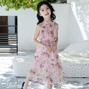 Girls' Bohemian Summer Dress - Floral Beach Maxi Dress Mimarta