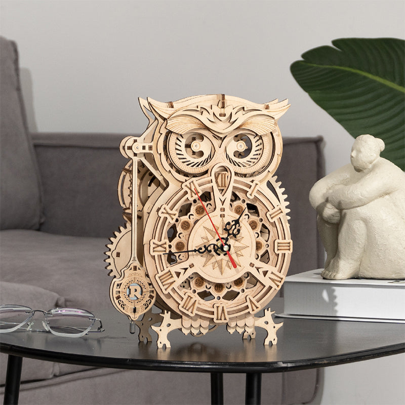 DIY Wooden Mechanical Owl Clock Model for Home Decor Mimarta