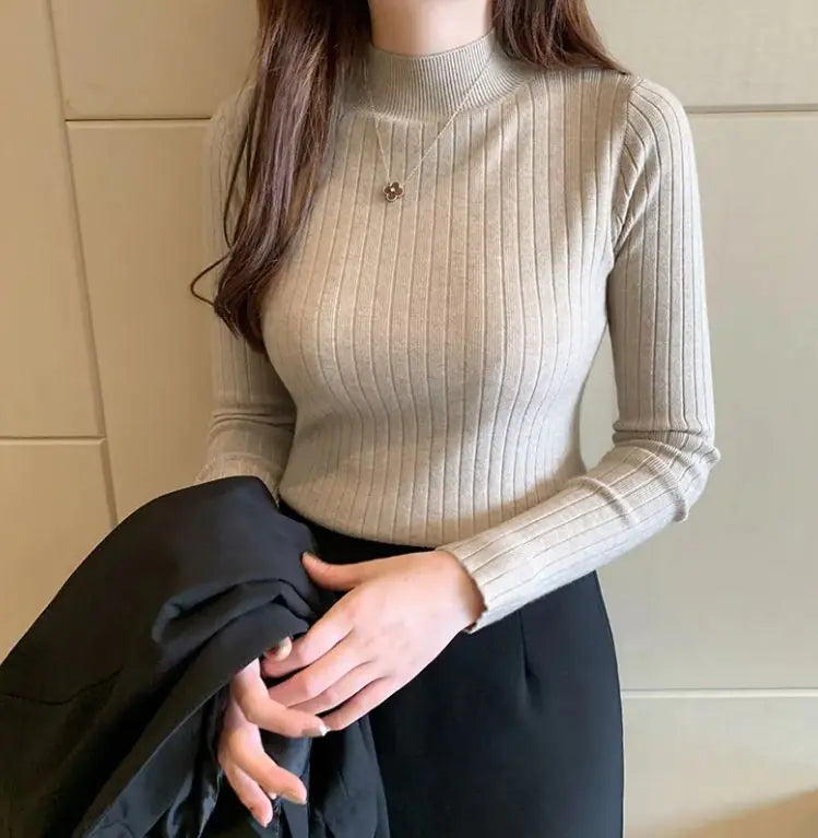 Half Turtleneck Bottoming Shirt Women's Long-sleeved Sweater Top Rieworkes