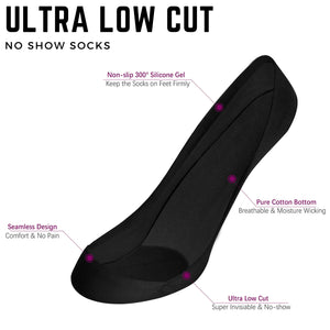 Soxbang Womens TRULY No Show Socks for Flats Heels Non Slip Cotton Ultra Low Cut Liner Socks(4-Black,8-9.5) 8-9.5 4-black Rieworkes