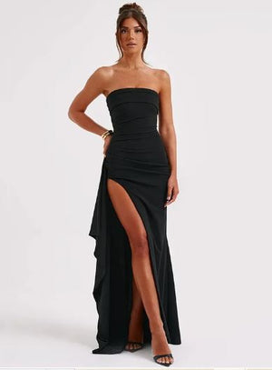 Strapless Asymmetrical High Split Maxi Dress Mimarta