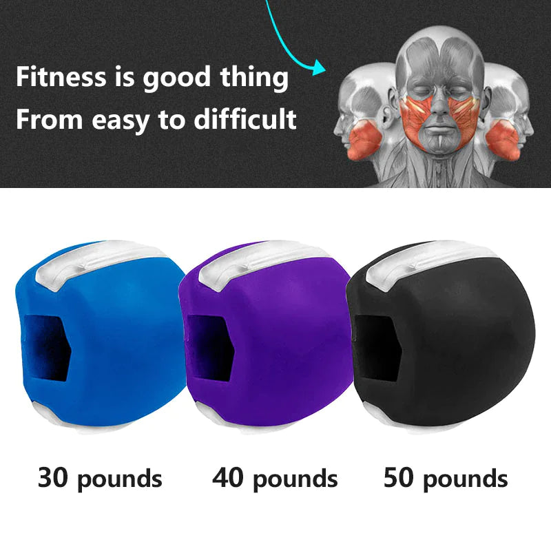 3PCS Jawline Exerciser Mouth Exercise Fitness Ball Neck Face Jaw Trainer Toning Rieworkes