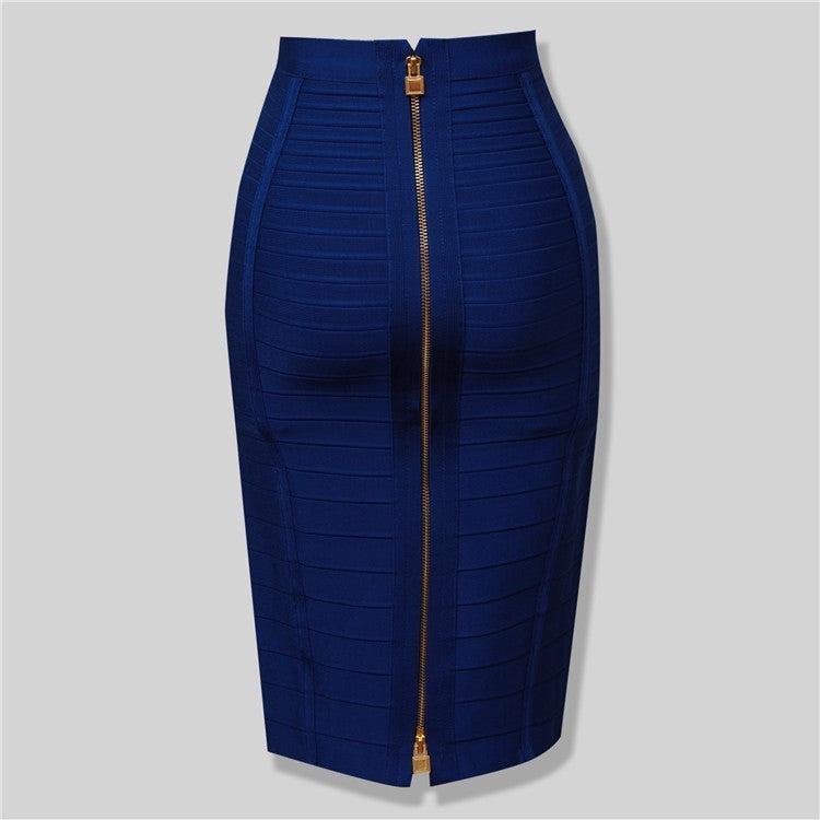 Sexy Solid Color Zipper Bodycon Dress Mimarta