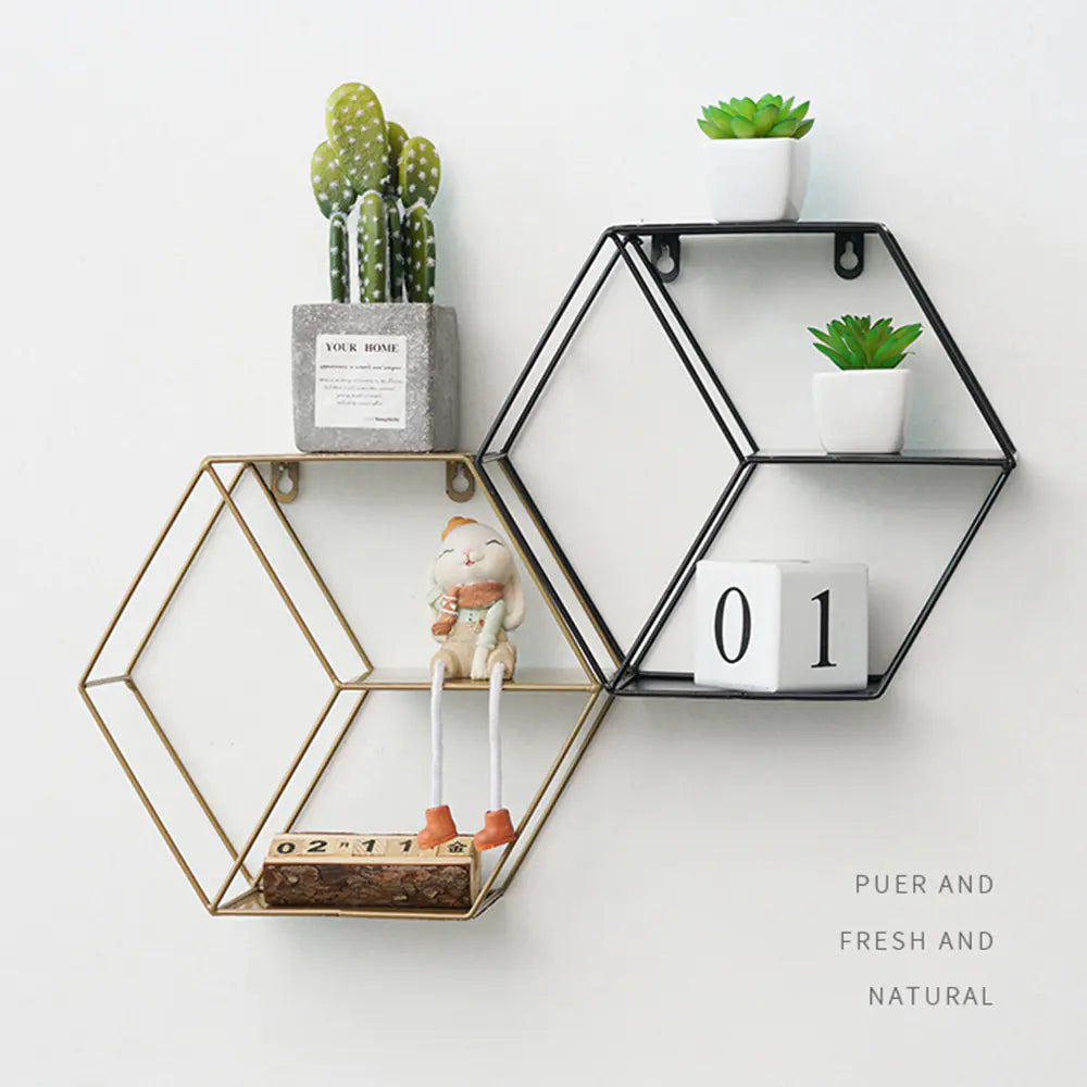 Hexagonal Wall Shelf - Wall Decor and Storage Rack Mimarta