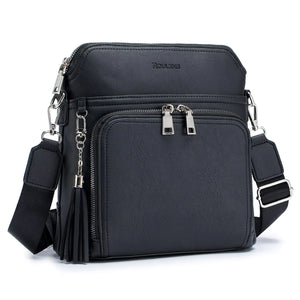 Crossbody Purse for Women,Lightweight Medium Crossbody Bag Soft Leather Women's Shoulder Handbags with Tassel Taupe Rieworkes